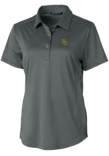 Cutter and Buck Baylor Bears Womens Anthracite Prospect Textured Short Sleeve Polo Shirt