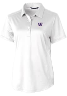 Cutter and Buck Washington Huskies Womens White Prospect Textured Short Sleeve Polo Shirt