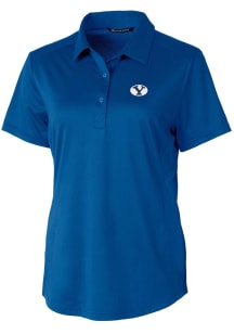 Cutter and Buck BYU Cougars Womens Blue Prospect Textured Short Sleeve Polo Shirt