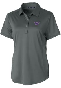 Cutter and Buck Washington Huskies Womens Grey Prospect Textured Short Sleeve Polo Shirt