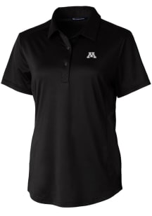 Cutter and Buck Minnesota Golden Gophers Womens Black Prospect Textured Short Sleeve Polo Shirt