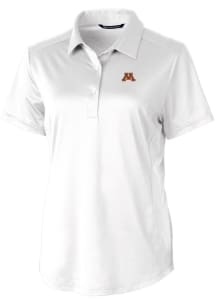Cutter and Buck Minnesota Golden Gophers Womens White Prospect Textured Short Sleeve Polo Shirt