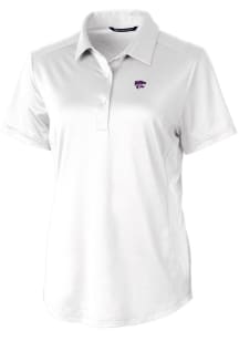 Cutter and Buck K-State Wildcats Womens White Prospect Textured Short Sleeve Polo Shirt