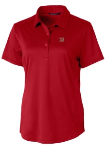 Cutter and Buck Miami RedHawks Womens Red Prospect Textured Short Sleeve Polo Shirt
