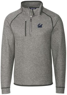 Cutter and Buck Cal Golden Bears Mens Grey Mainsail Long Sleeve Qtr Zip Pullover