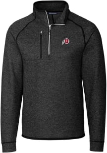 Cutter and Buck Utah Utes Mens Grey Mainsail Long Sleeve Qtr Zip Pullover