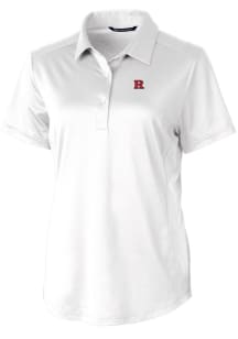 Cutter and Buck Rutgers Scarlet Knights Womens White Prospect Textured Short Sleeve Polo Shirt