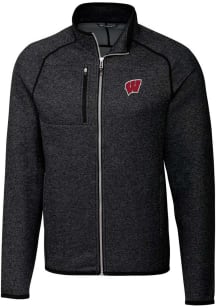Cutter and Buck Wisconsin Badgers Mens Charcoal Mainsail Medium Weight Jacket