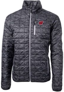 Cutter and Buck Wisconsin Badgers Mens Black Rainier PrimaLoft Printed Puffer Filled Jacket