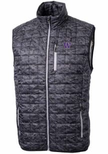 Cutter and Buck Washington Huskies Mens Black Rainier PrimaLoft Printed Sleeveless Jacket