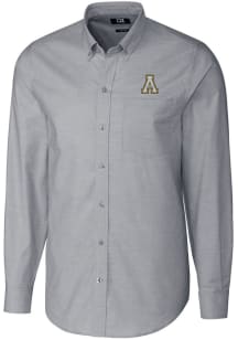 Cutter and Buck Appalachian State Mountaineers Mens Charcoal Stretch Oxford Long Sleeve Dress Shir..