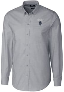 Cutter and Buck Howard Bison Mens Charcoal Stretch Oxford Long Sleeve Dress Shirt
