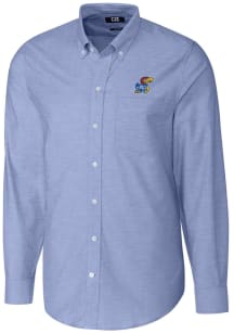 Cutter and Buck Kansas Jayhawks Mens Blue Stretch Oxford Long Sleeve Dress Shirt