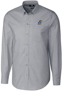 Cutter and Buck Kansas Jayhawks Mens Charcoal Stretch Oxford Long Sleeve Dress Shirt