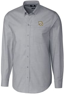 Cutter and Buck Marquette Golden Eagles Mens Charcoal Stretch Oxford Long Sleeve Dress Shirt