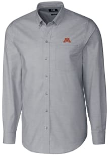 Cutter and Buck Minnesota Golden Gophers Mens Charcoal Stretch Oxford Long Sleeve Dress Shirt