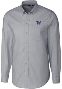Cutter and Buck Washington Huskies Mens Charcoal Stretch Oxford Long Sleeve Dress Shirt