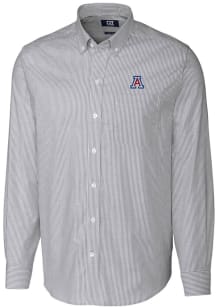 Cutter and Buck Arizona Wildcats Mens Charcoal Stretch Oxford Stripe Long Sleeve Dress Shirt