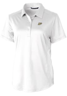 Cutter and Buck Purdue Boilermakers Womens White Prospect Textured Short Sleeve Polo Shirt