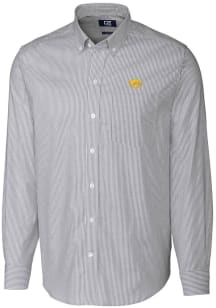 Cutter and Buck Iowa Hawkeyes Mens Charcoal Stretch Oxford Stripe Long Sleeve Dress Shirt