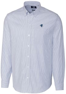 Cutter and Buck Seton Hall Pirates Mens Blue Stretch Oxford Stripe Long Sleeve Dress Shirt