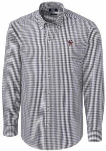 Cutter and Buck Boston College Eagles Mens Charcoal Easy Care Gingham Long Sleeve Dress Shirt