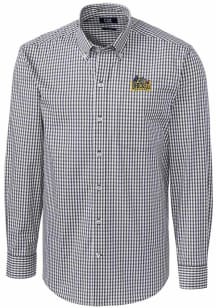 Cutter and Buck Drexel Dragons Mens Charcoal Easy Care Gingham Long Sleeve Dress Shirt