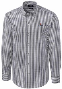 Cutter and Buck Illinois Fighting Illini Mens Charcoal Easy Care Gingham Long Sleeve Dress Shirt