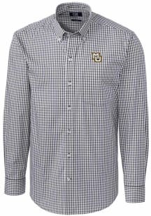 Cutter and Buck Marquette Golden Eagles Mens Charcoal Easy Care Gingham Long Sleeve Dress Shirt