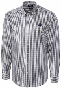 Cutter and Buck Penn State Nittany Lions Mens Charcoal Easy Care Gingham Long Sleeve Dress Shirt