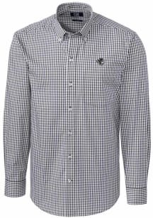 Cutter and Buck Seton Hall Pirates Mens Charcoal Easy Care Gingham Long Sleeve Dress Shirt