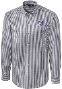 Cutter and Buck Saint Louis Billikens Mens Charcoal Easy Care Gingham Long Sleeve Dress Shirt