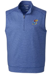 Cutter and Buck Kansas Jayhawks Mens Blue Shoreline Sweater Vest