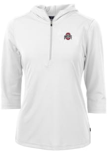 Cutter and Buck Ohio State Buckeyes Womens White Virtue Eco Pique Hooded Sweatshirt