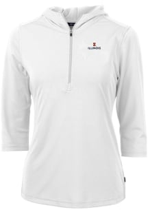 Cutter and Buck Illinois Fighting Illini Womens White Virtue Eco Pique Hooded Sweatshirt