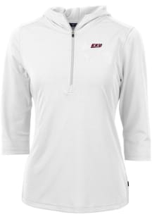 Cutter and Buck Eastern Kentucky Colonels Womens White Virtue Eco Pique Hooded Sweatshirt