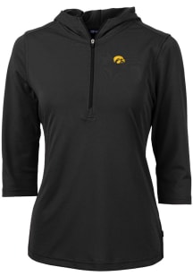 Cutter and Buck Iowa Hawkeyes Womens Black Virtue Eco Pique Hooded Sweatshirt
