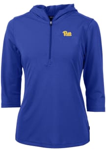 Cutter and Buck Pitt Panthers Womens Blue Virtue Eco Pique Hooded Sweatshirt