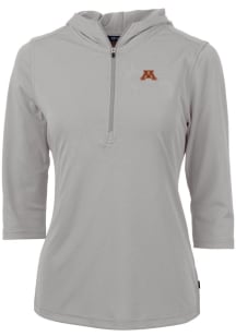 Cutter and Buck Minnesota Golden Gophers Womens Grey Virtue Eco Pique Hooded Sweatshirt