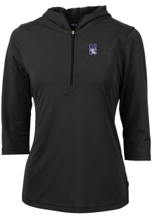 Cutter and Buck Northwestern Wildcats Womens Black Virtue Eco Pique Hooded Sweatshirt