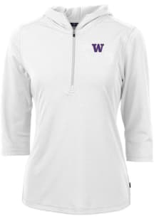 Cutter and Buck Washington Huskies Womens White Virtue Eco Pique Hooded Sweatshirt