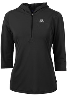 Cutter and Buck Minnesota Golden Gophers Womens Black Virtue Eco Pique Hooded Sweatshirt
