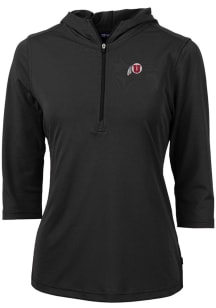 Cutter and Buck Utah Utes Womens Black Virtue Eco Pique Hooded Sweatshirt