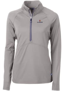 Cutter and Buck Illinois Fighting Illini Womens Grey Adapt Eco Qtr Zip