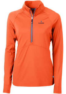 Cutter and Buck Illinois Fighting Illini Womens Orange Adapt Eco Qtr Zip