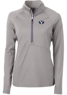 Cutter and Buck BYU Cougars Womens Grey Adapt Eco Qtr Zip