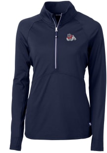 Cutter and Buck Fresno State Bulldogs Womens Navy Blue Adapt Eco Qtr Zip