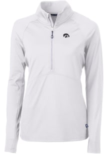 Cutter and Buck Iowa Hawkeyes Womens White Adapt Eco Qtr Zip Pullover