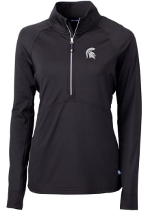 Cutter and Buck Michigan State Spartans Womens Black Adapt Eco Qtr Zip