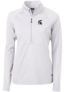 Cutter and Buck Michigan State Spartans Womens White Adapt Eco Qtr Zip